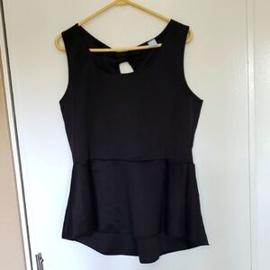 Black Sleeveless Peplum Tank Top - Women